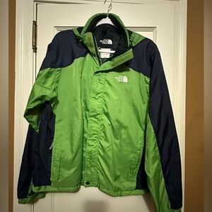 The North Face light jacket in kelly green and navy blue!